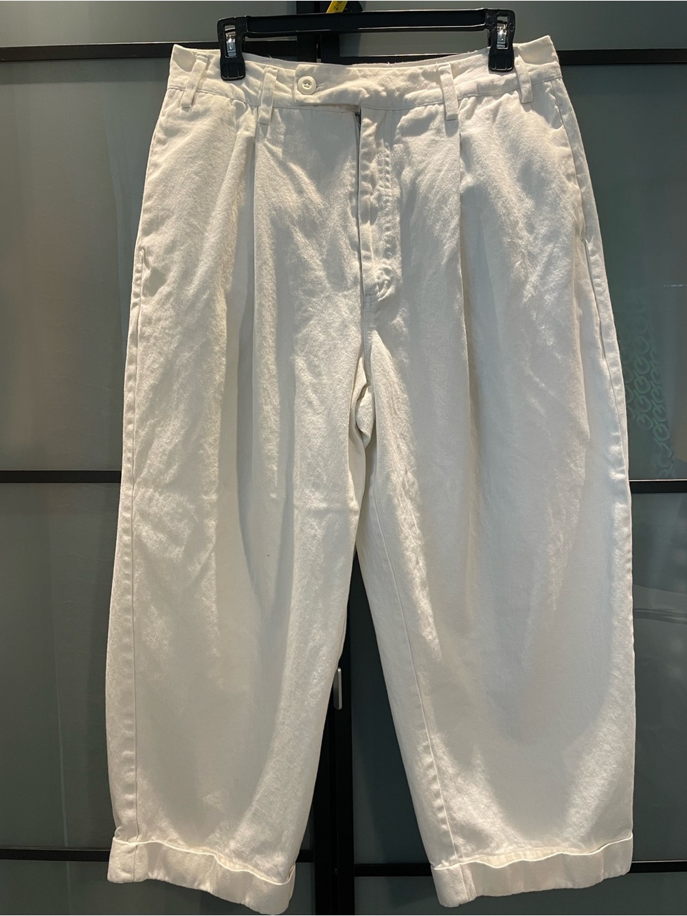 Free People Cream Relaxed Pleated Trousers